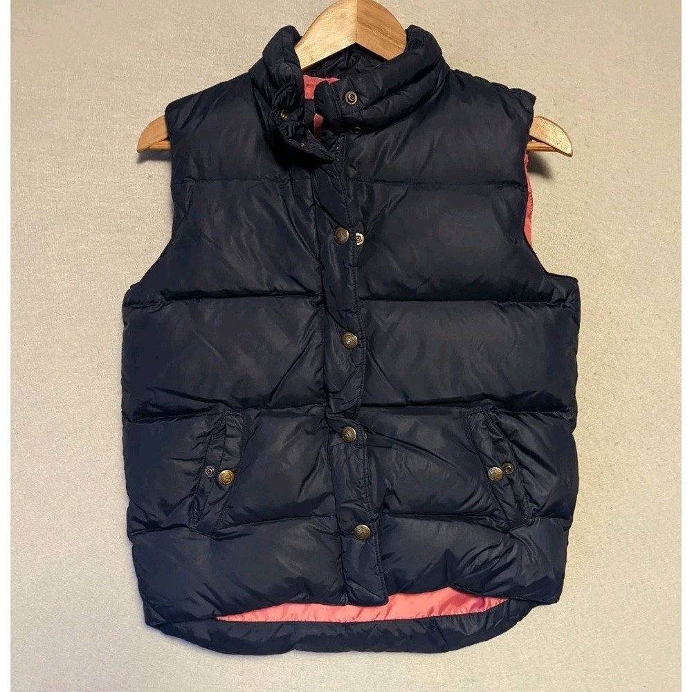 Gap Puffer Vest Youth Girls XXL (14-16) Navy Blue Down Snap Zip Sleeveless Quilt